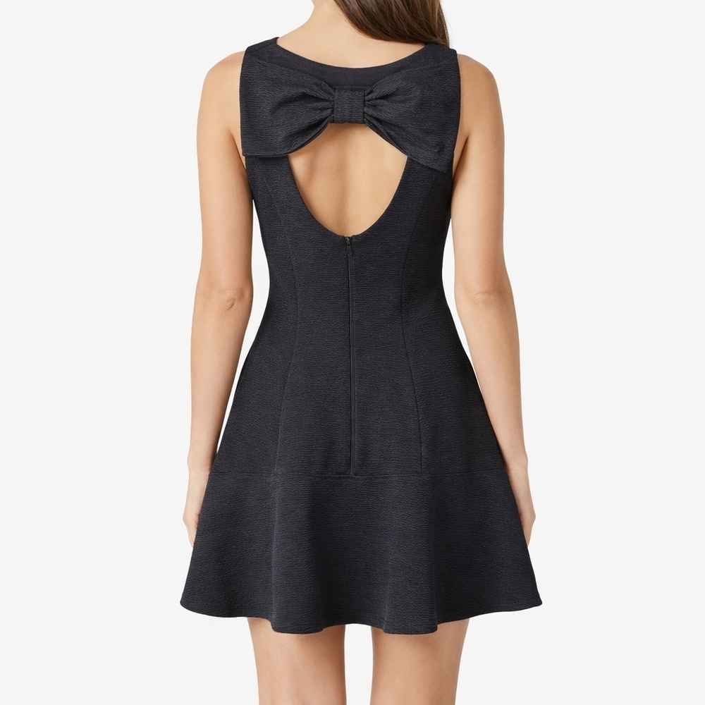 Mika & Gala Size 8 Black Bow Back Keyhole Mini Dress Cotton Blend NWT - Picture 10 of 16